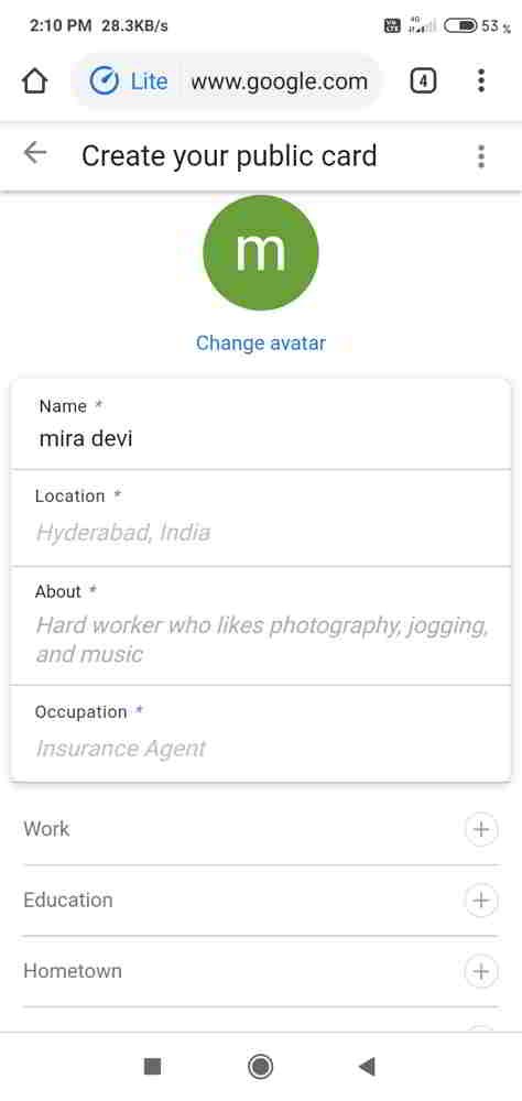 google people cards