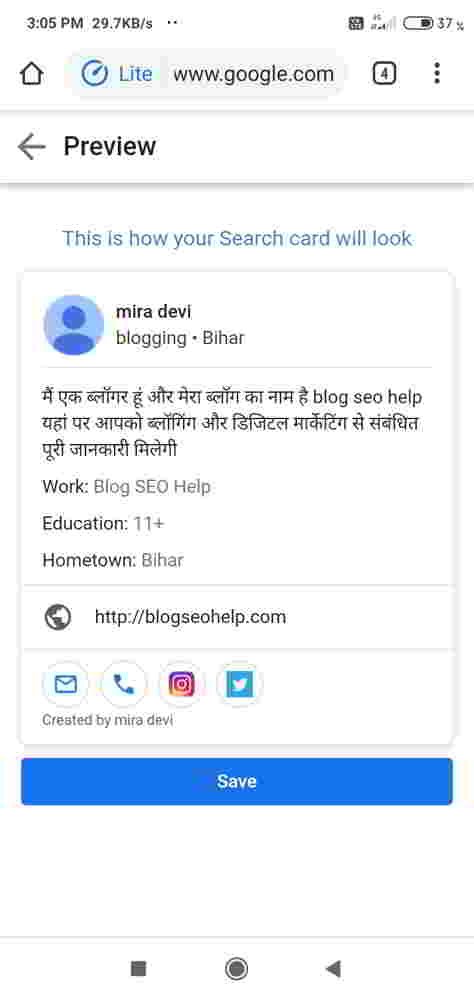 google people cards