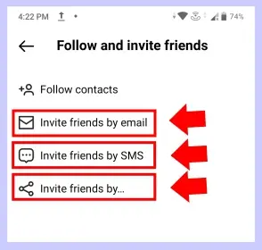 instagram invite friends by