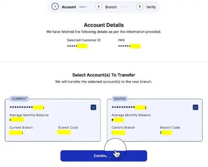 hdfc bank account transfer again countinue